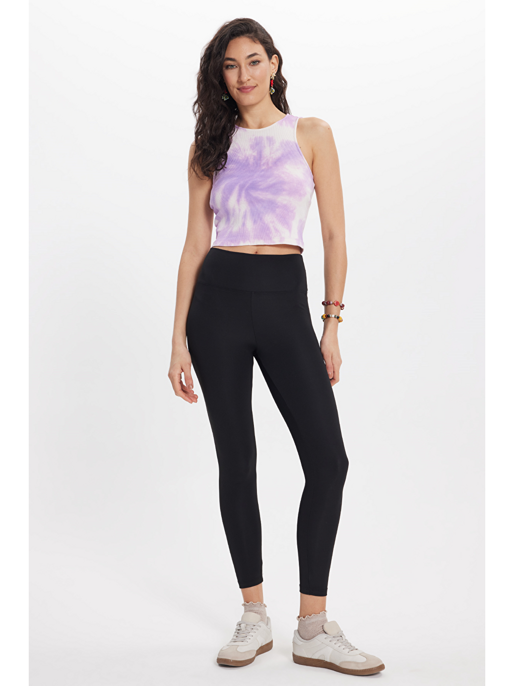 Kadın Slim Fit Dar Kesim %100 Pamuk Kolsuz Askılı Bisiklet Yaka Baskılı Pembe Crop-2