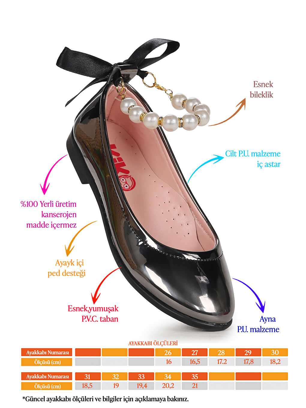 Bej Blanch Ayna İncili Lastikli Kız Çocuk Babet Ayakkabı-1