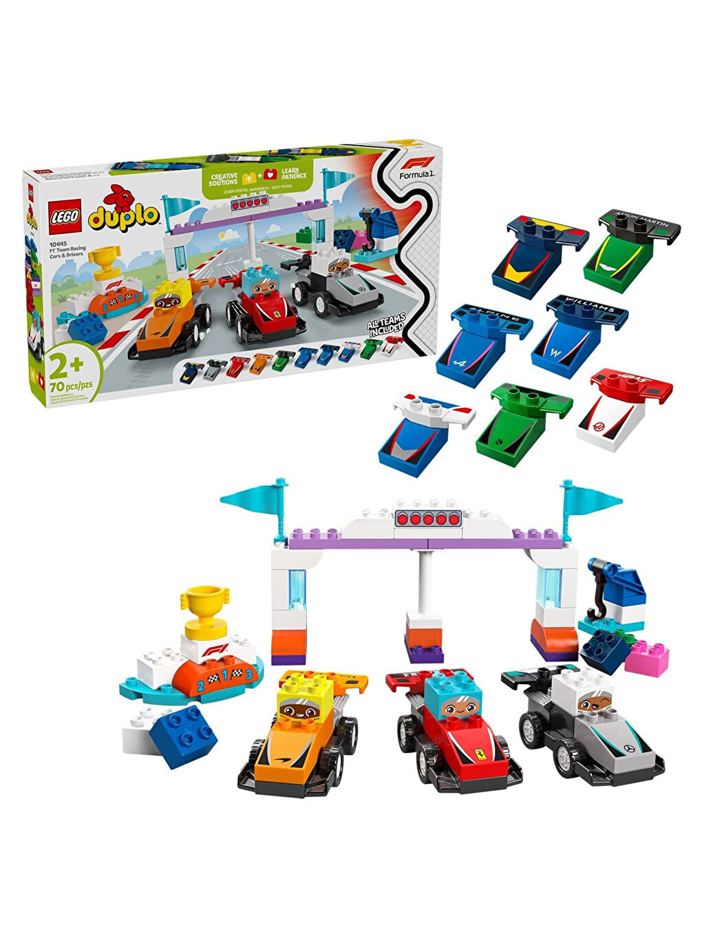 Lego DUPLO Kasabası F1 Takımı Yarış Arabaları ve Sürücüler 10445