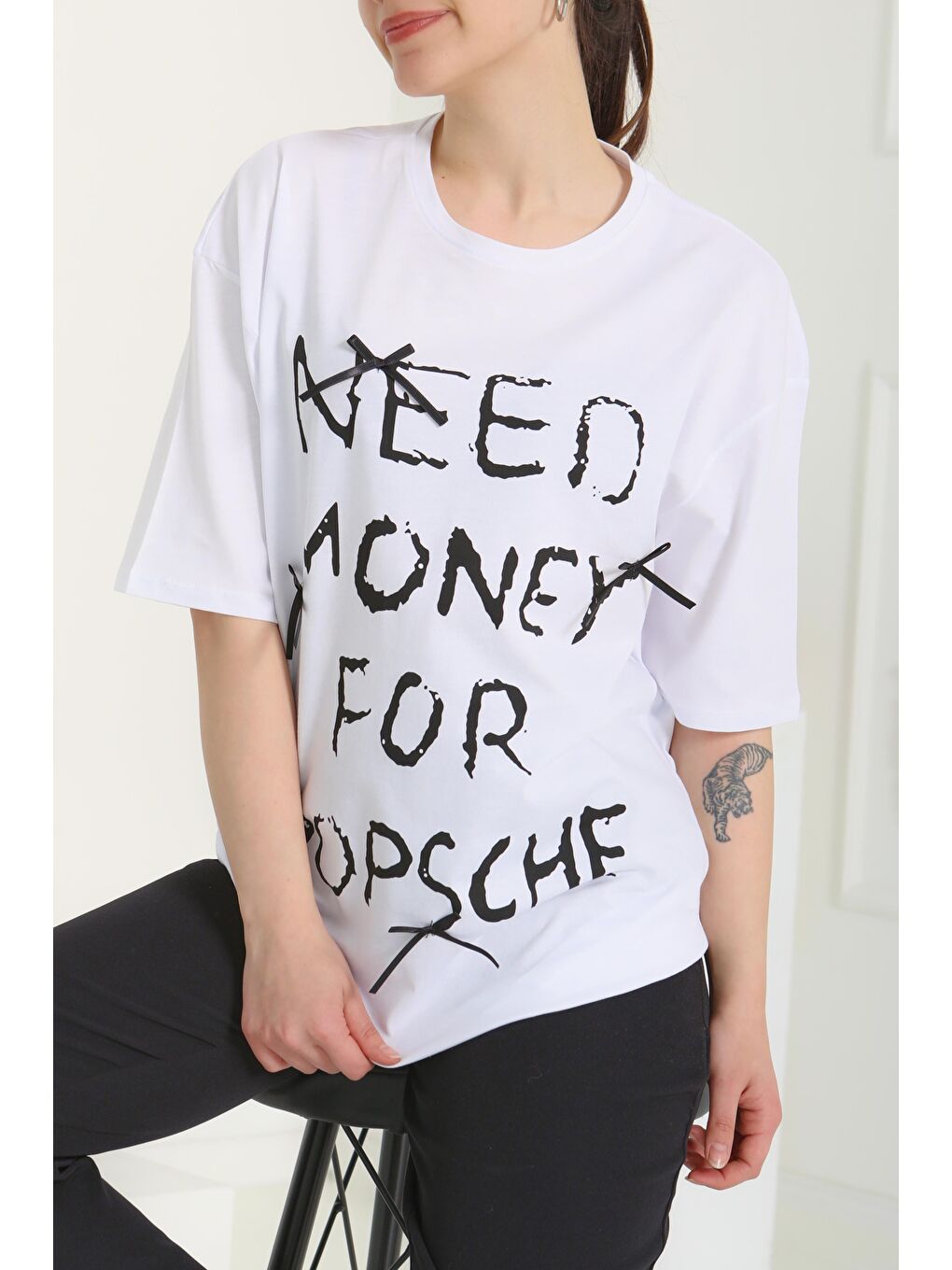 Baskılı Kısa Kollu T-Şhirt Beyaz - 27121