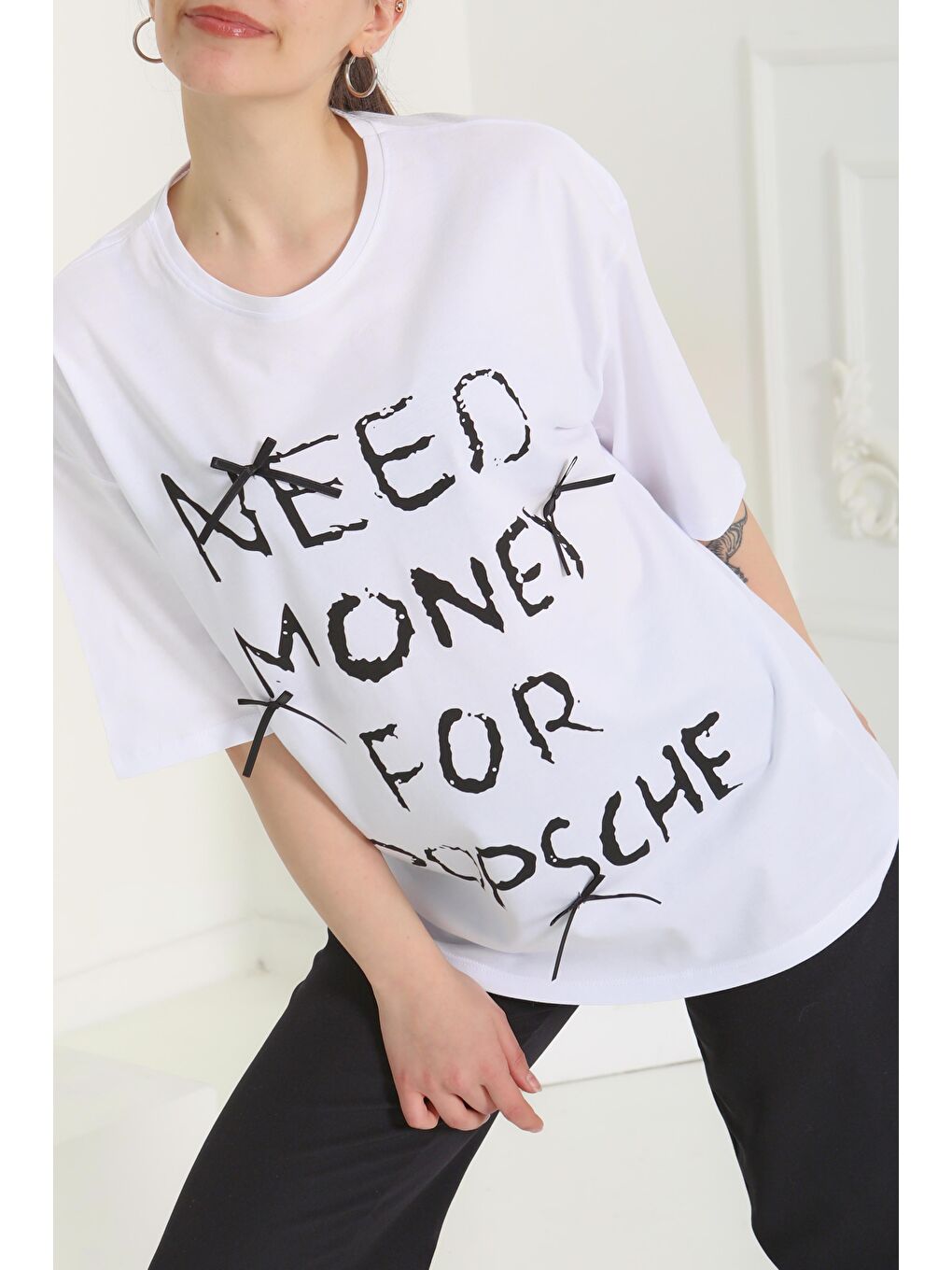 Baskılı Kısa Kollu T-Şhirt Beyaz - 27121-2