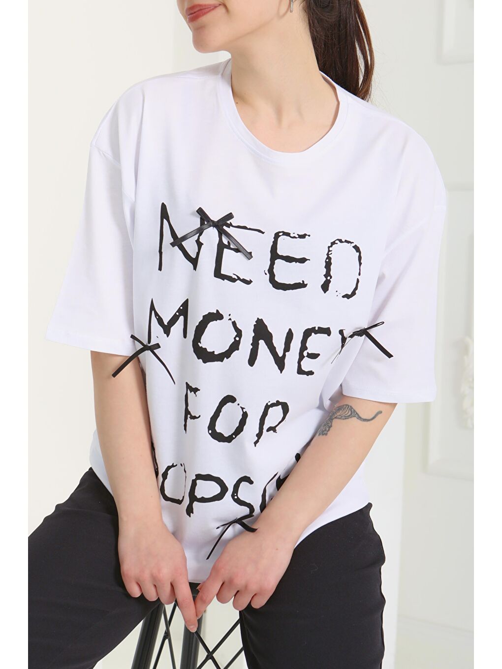 Baskılı Kısa Kollu T-Şhirt Beyaz - 27121-3