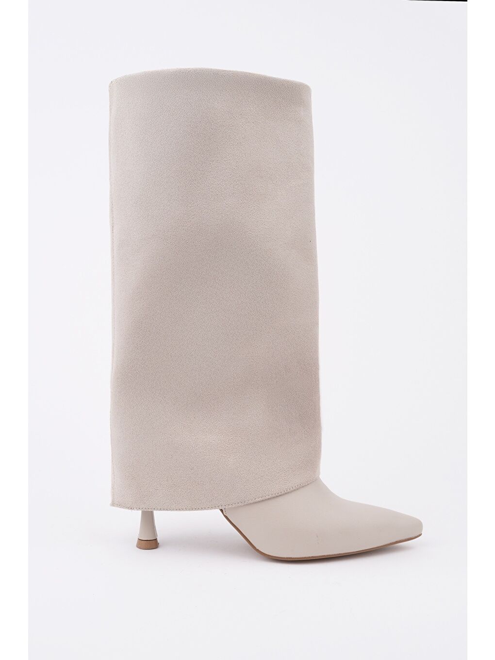 Bej CATİE Süet Sivri Burun İnce Topuklu Kadın Çizme