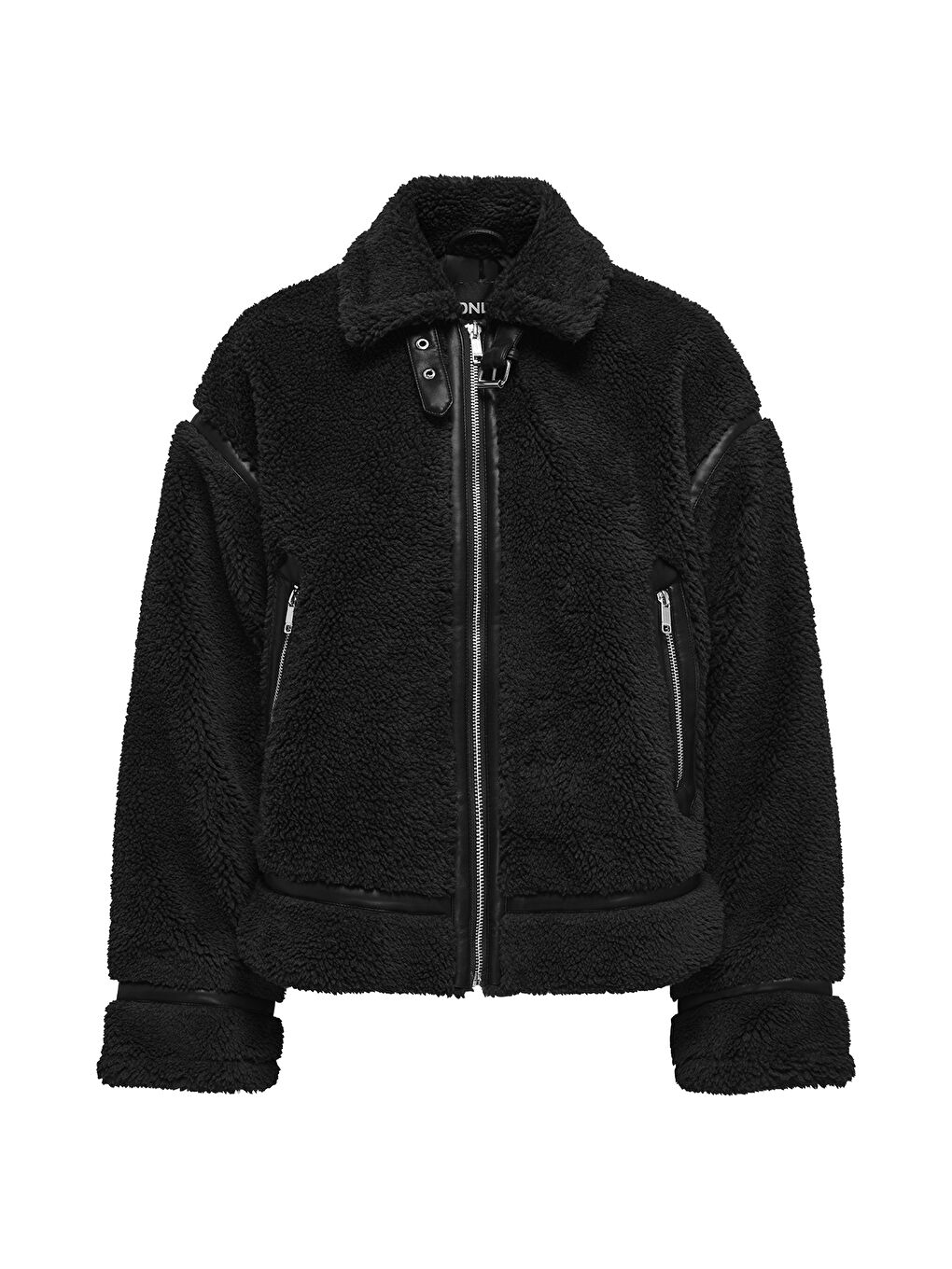 Siyah Onlmichelle Regular Fit Pelüş Mont 15326006-1