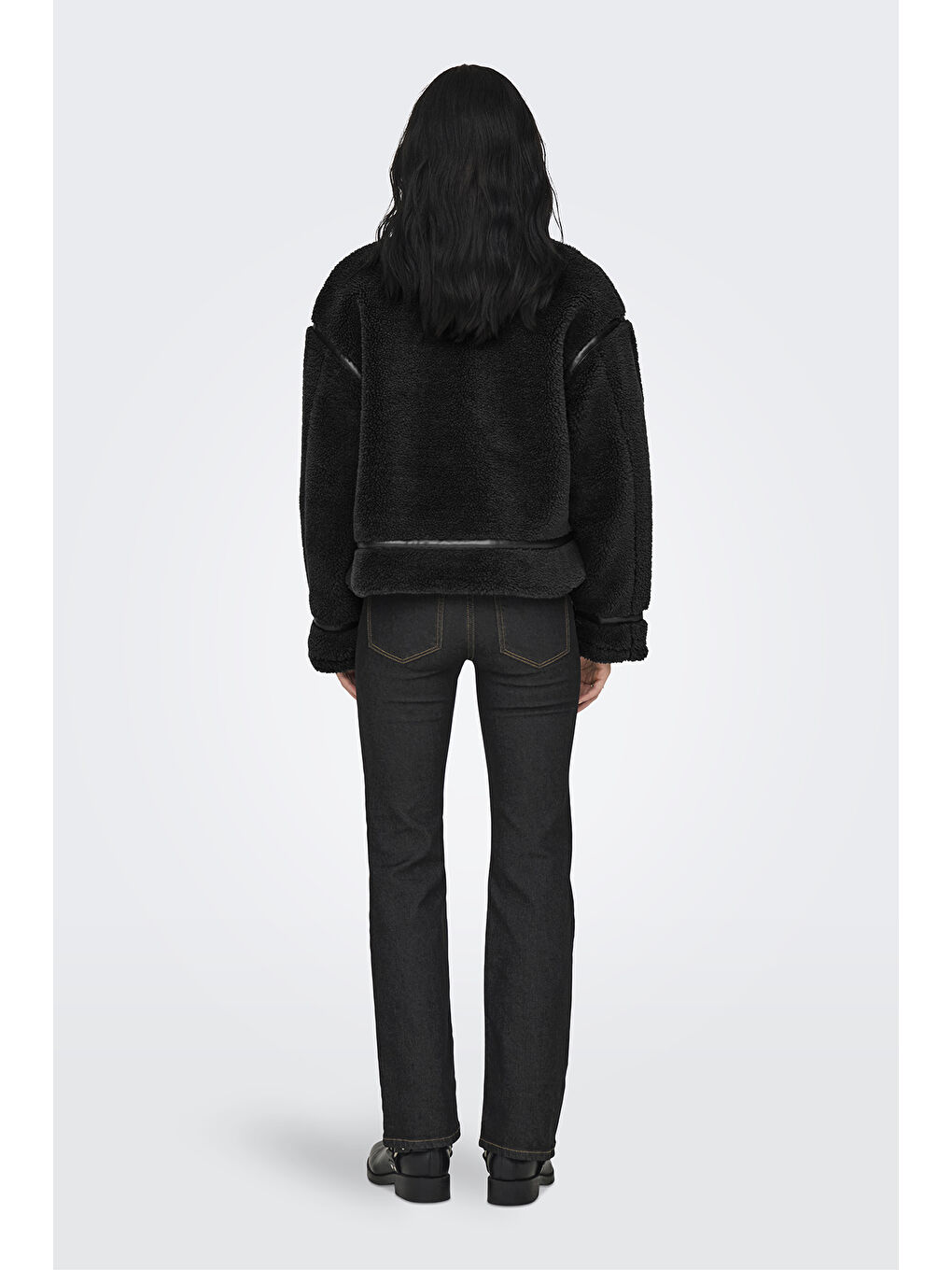 Siyah Onlmichelle Regular Fit Pelüş Mont 15326006-2