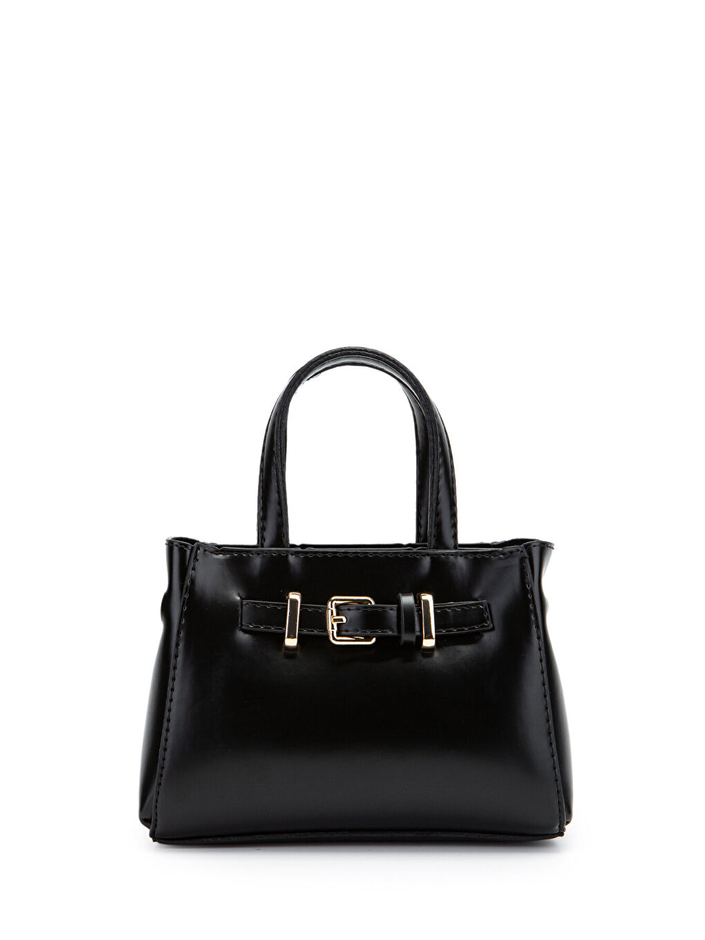 Kemer Detaylı Mini Nadia Kadın Çapraz Çanta Düz Siyah-1