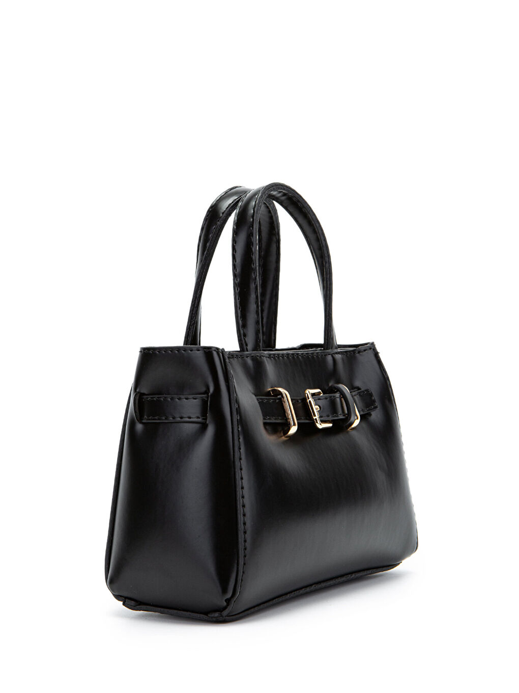 Kemer Detaylı Mini Nadia Kadın Çapraz Çanta Düz Siyah-2