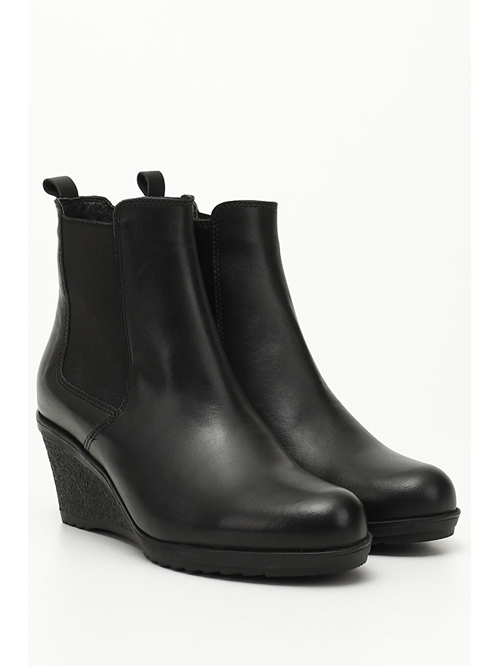 Mor Kadın ZÜMRÜT-SİYAH Fermuarlı Dolgu Topuklu Hakiki Deri Chelsea Bot-1