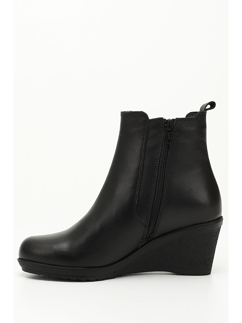 Mor Kadın ZÜMRÜT-SİYAH Fermuarlı Dolgu Topuklu Hakiki Deri Chelsea Bot-2