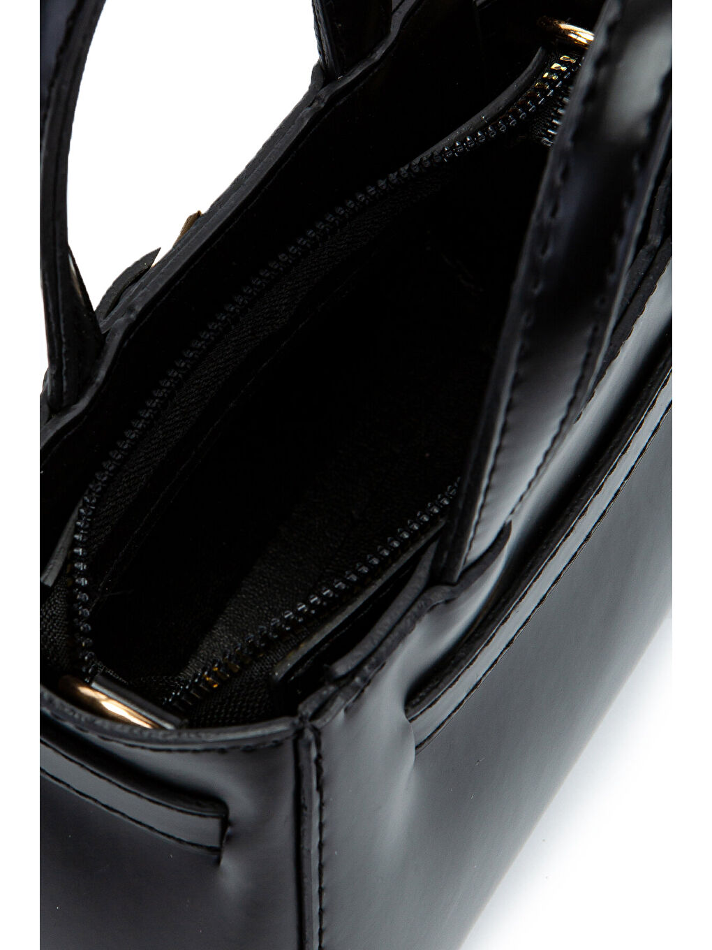 Kemer Detaylı Mini Nadia Kadın Çapraz Çanta Düz Siyah-5