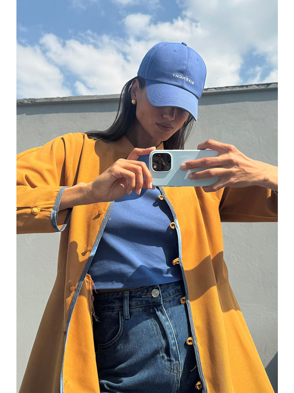 Sarı Etek Ucu Volanlı Gabardin Ceket-1