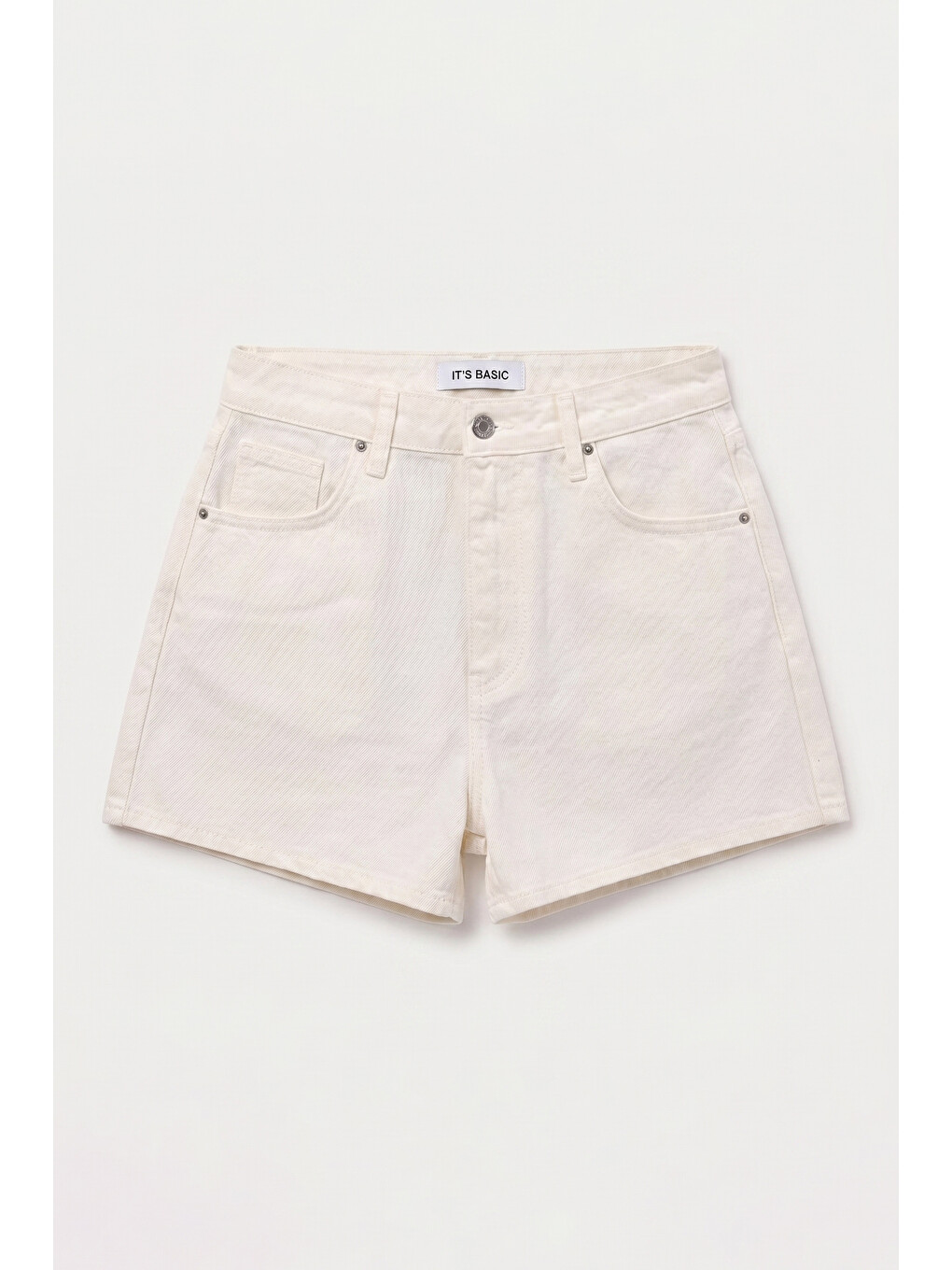 Kadın Kırık Beyaz 7s6-101 Mini Mom Denim Şort-2