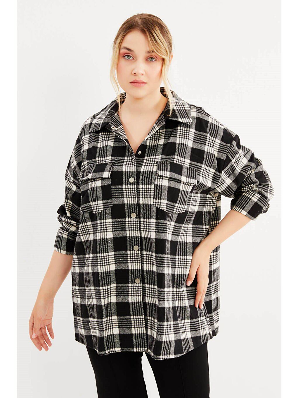 Mylinemoda Siyah Oduncu Oversize Gömlek - 2