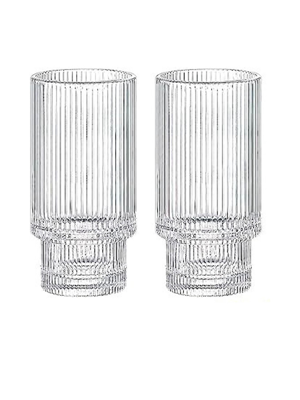 Renksiz Çizgili  Cam Bardak 400 ml 2 Adet - 2812