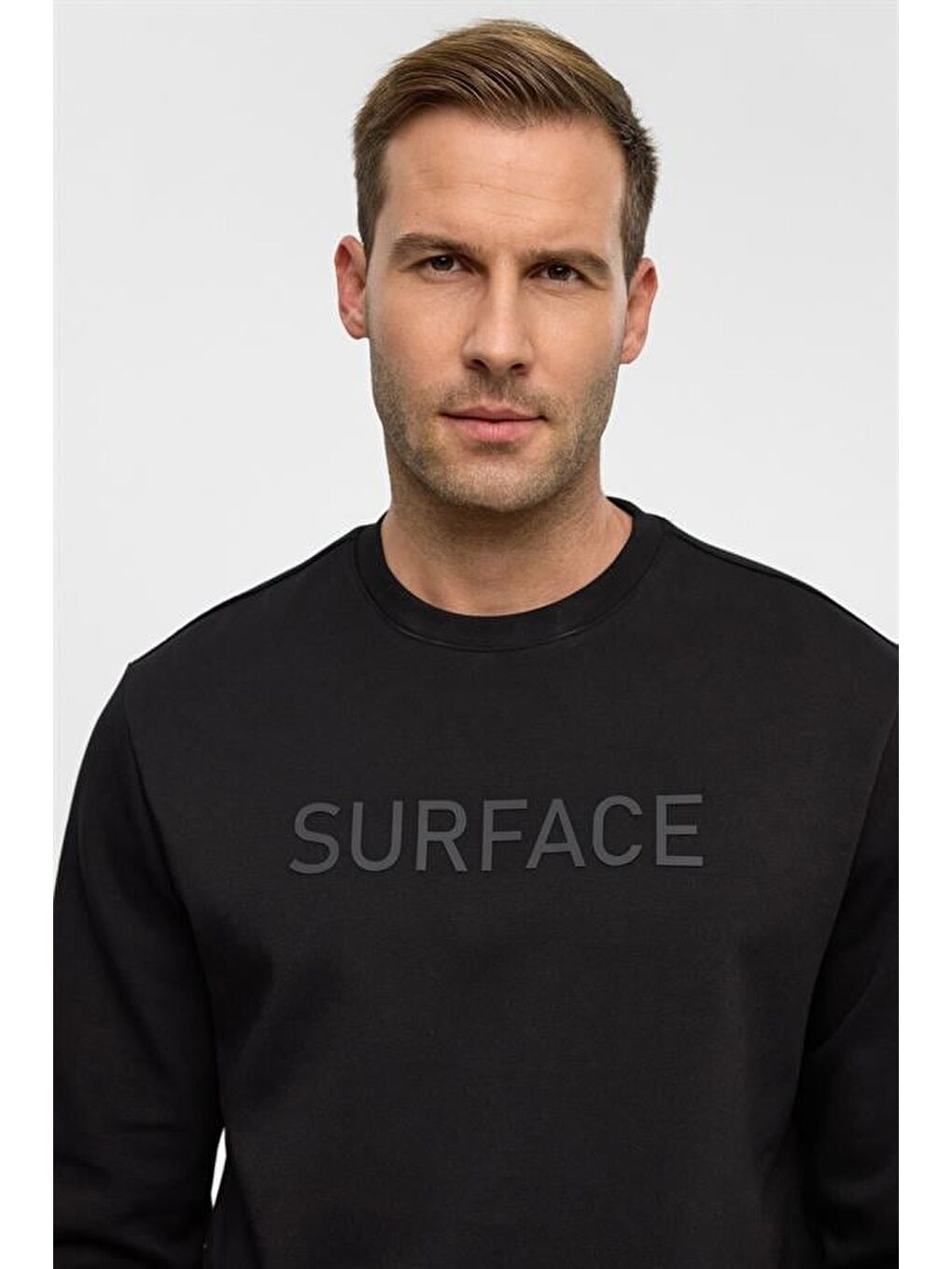 Siyah Regular Düz Bisiklet Yaka Sweatshirt-2