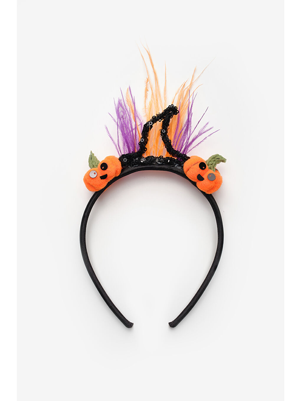 Siyah Bal Kabağı Figürlü Kız Çocuk Taç-1