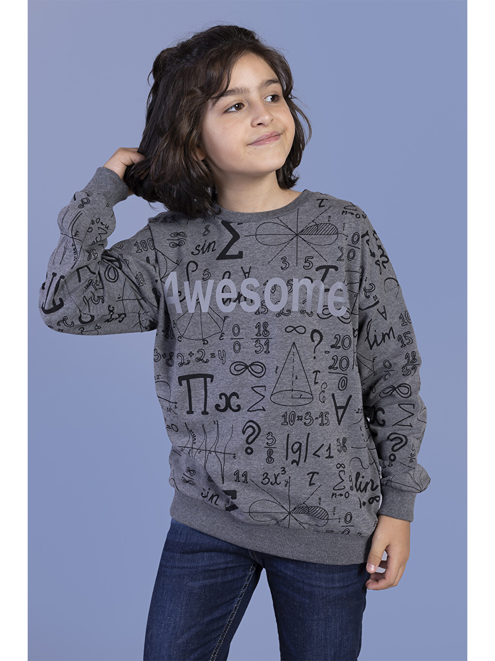 Antrasit Erkek Çocuk Baskılı Sweatshirt