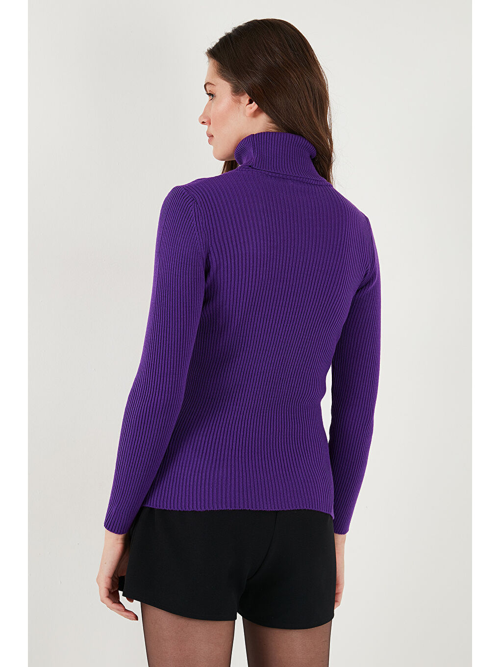 Mor Fitilli Regular Fit Balıkçı Yaka Soft Akrilik Kadın Kazak 4614102-6