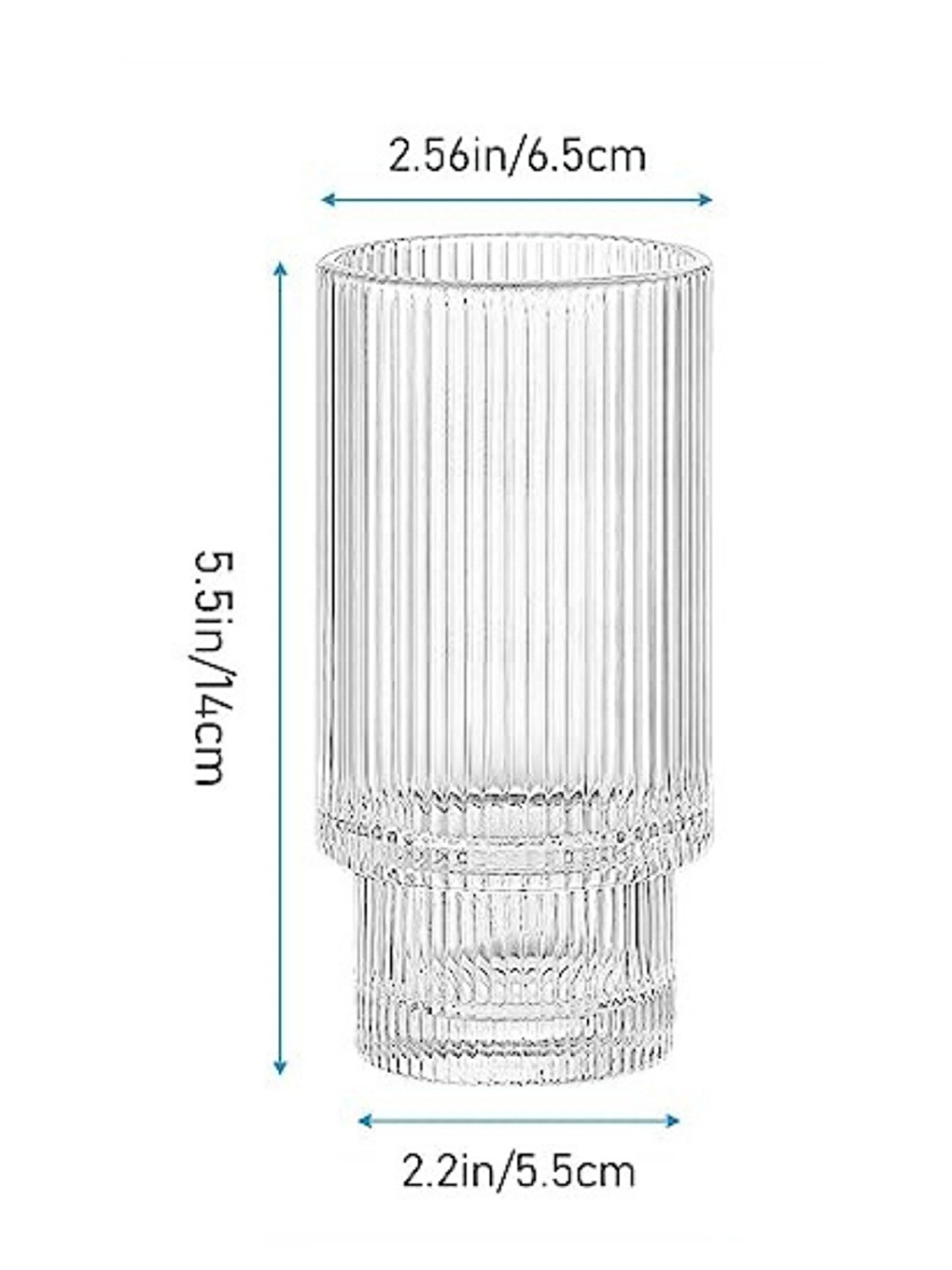 Renksiz Çizgili  Cam Bardak 400 ml 2 Adet - 2812-2