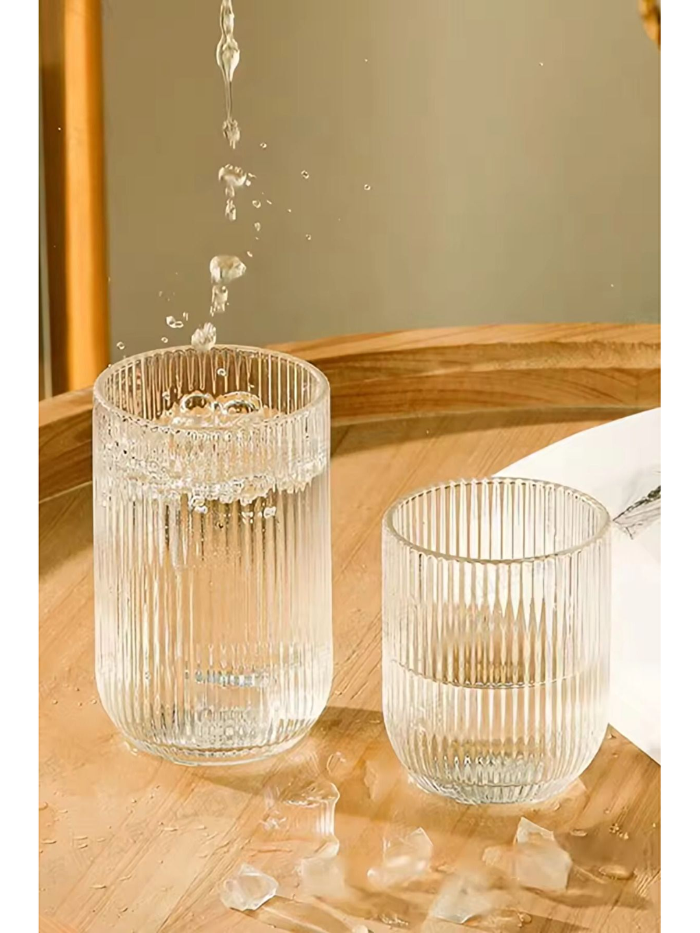 Renksiz Çizgili Cam Bardak 3 Adet 260 ml-2013