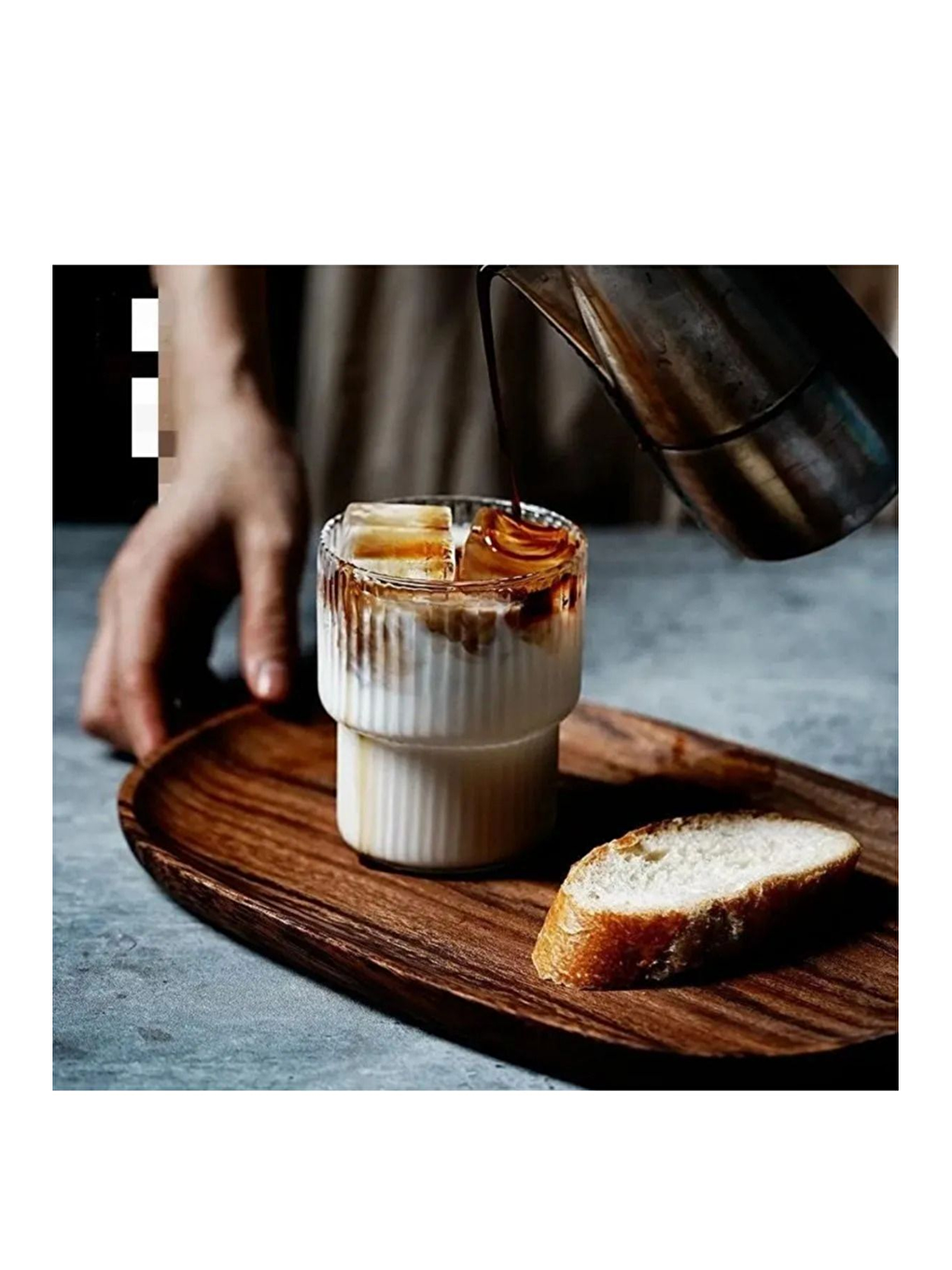 Renksiz Çizgili Tasarım Isıya Dayanıklı Su Bardağı 300 ml - 2 Adet - 2232-2