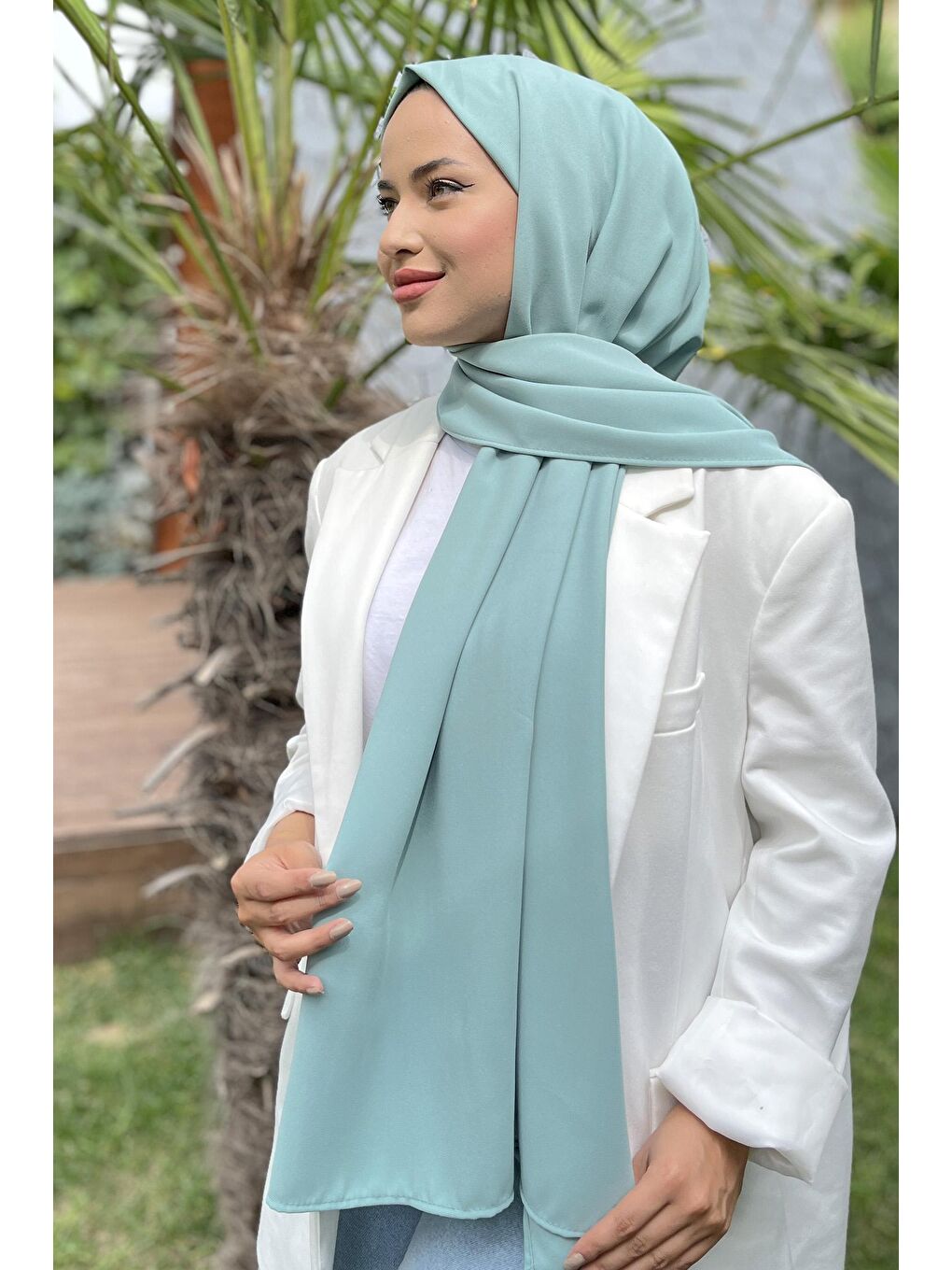 Orta Kadın Yeşil Cesika Şal - 11653-1