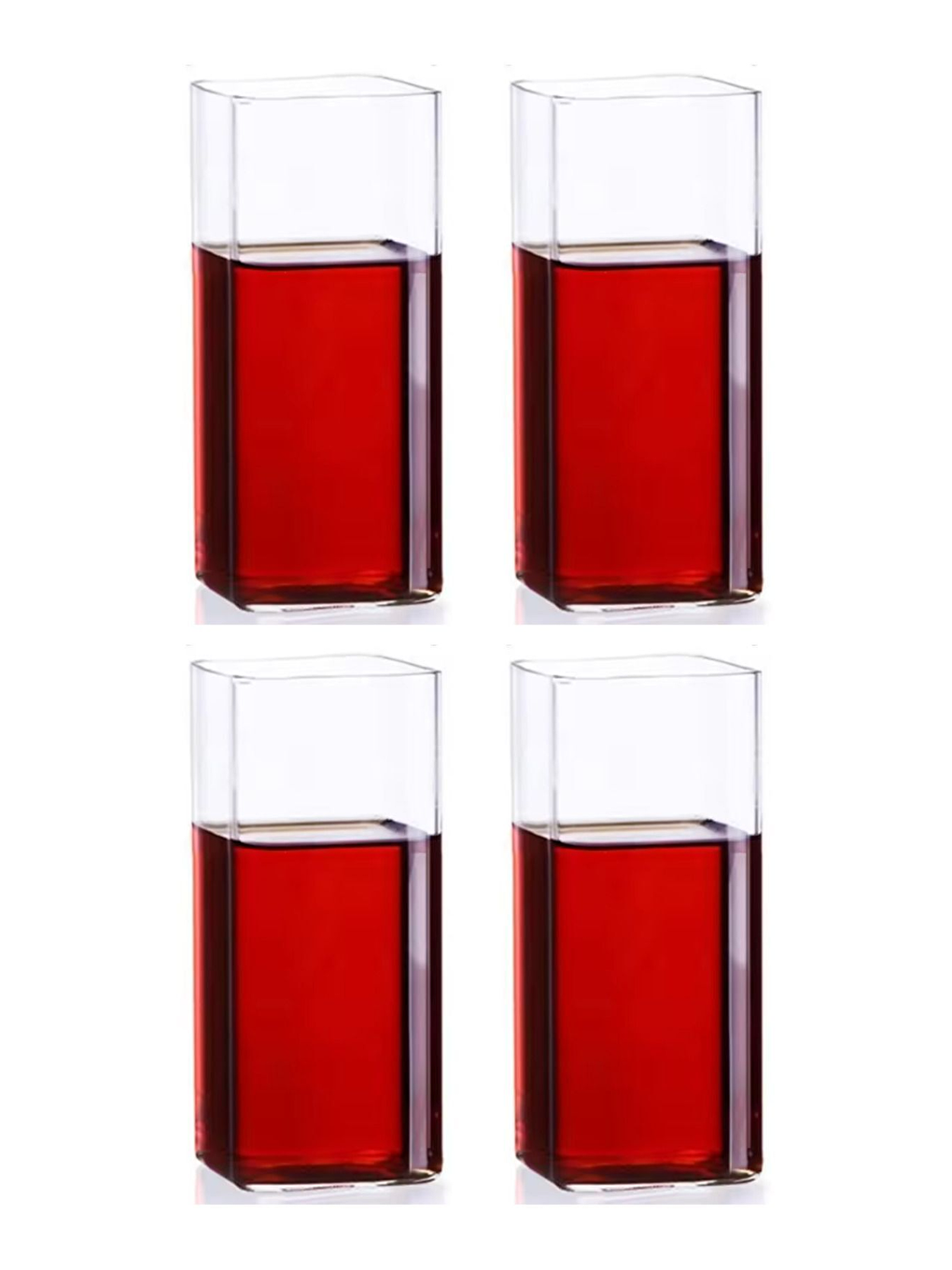 Renksiz Kare Cam Bardağı 400 ml 4 Adet