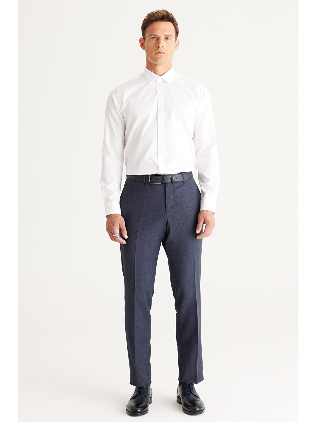 Erkek Beyaz Ütü Gerektirmeyen Non-ıron Taılored Slim Fit Dar Kesim %100 Pamuk Gömlek-1