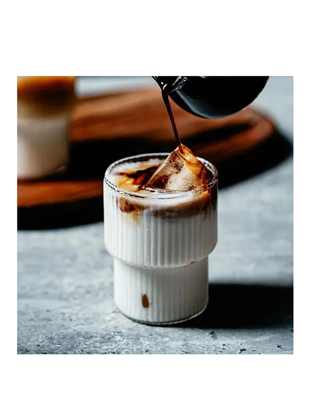 Renksiz Çizgili Tasarım Isıya Dayanıklı Su Bardağı 300 ml - 2 Adet - 2232-3