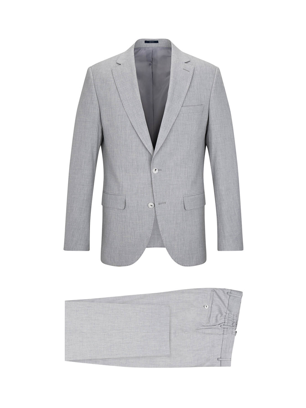 Gri Slim Fit Mono Yaka Klasik Takım Elbise