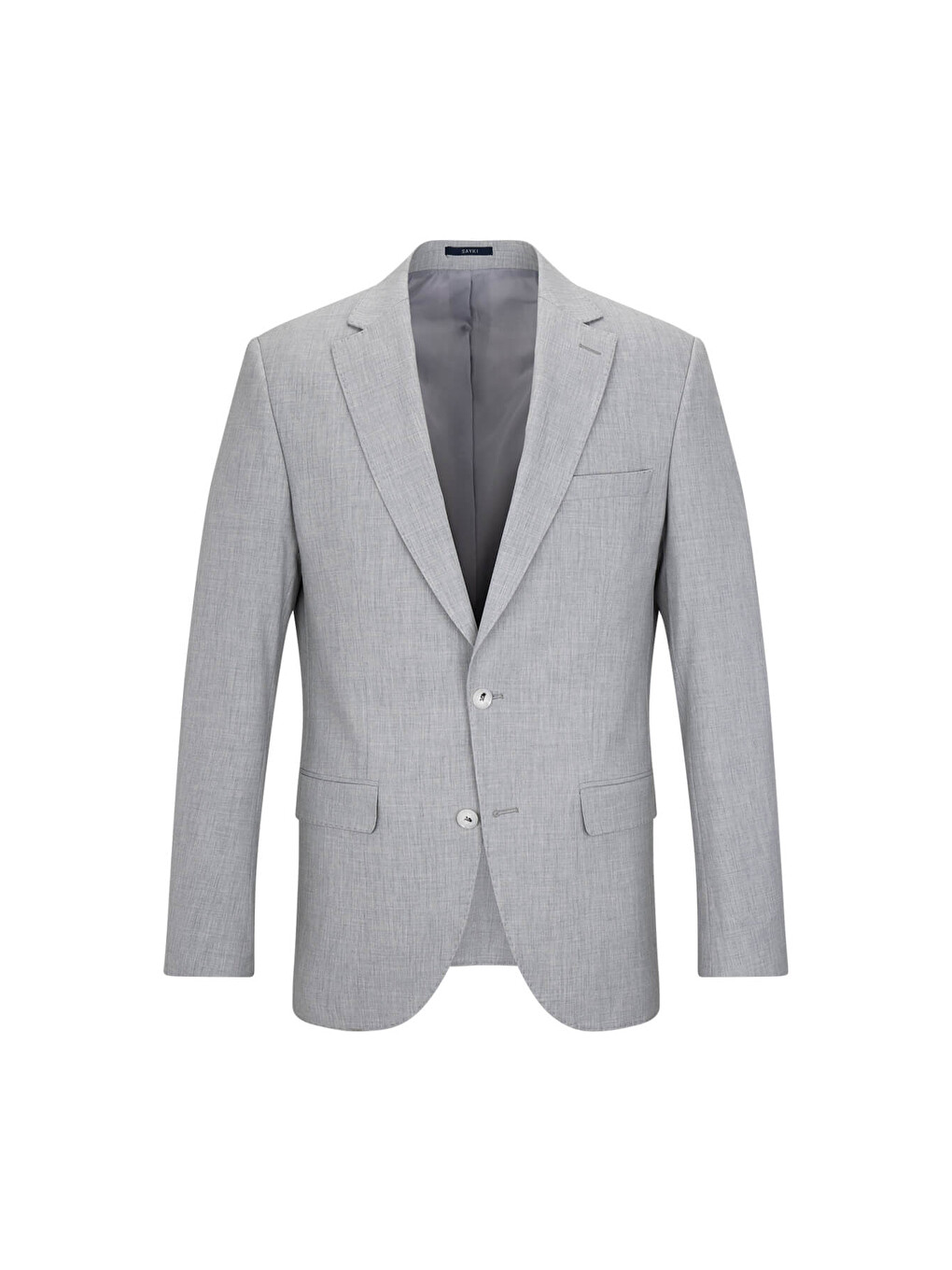 Gri Slim Fit Mono Yaka Klasik Takım Elbise-1