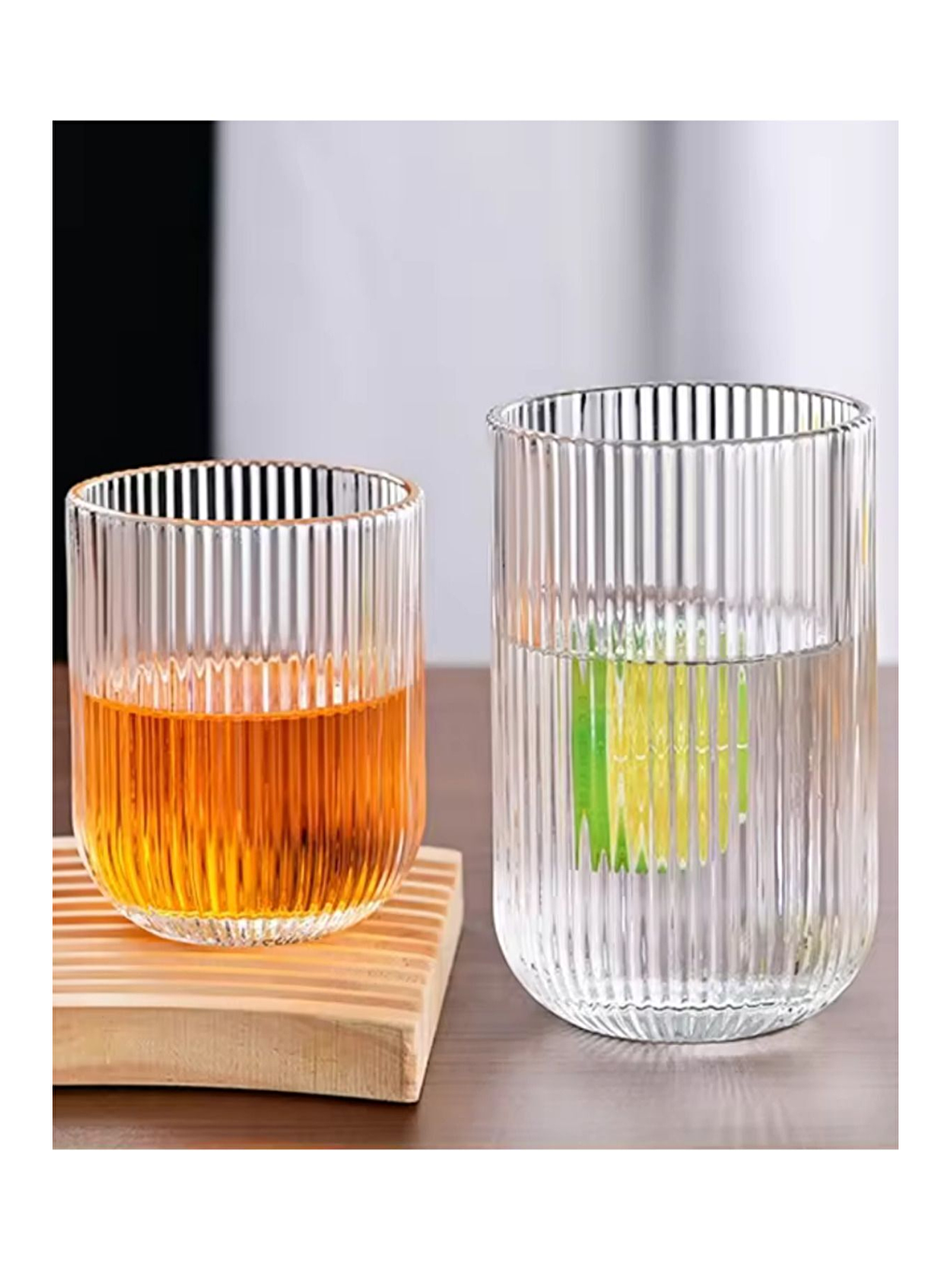 Renksiz Çizgili Cam Bardak 3 Adet 260 ml-2013-1