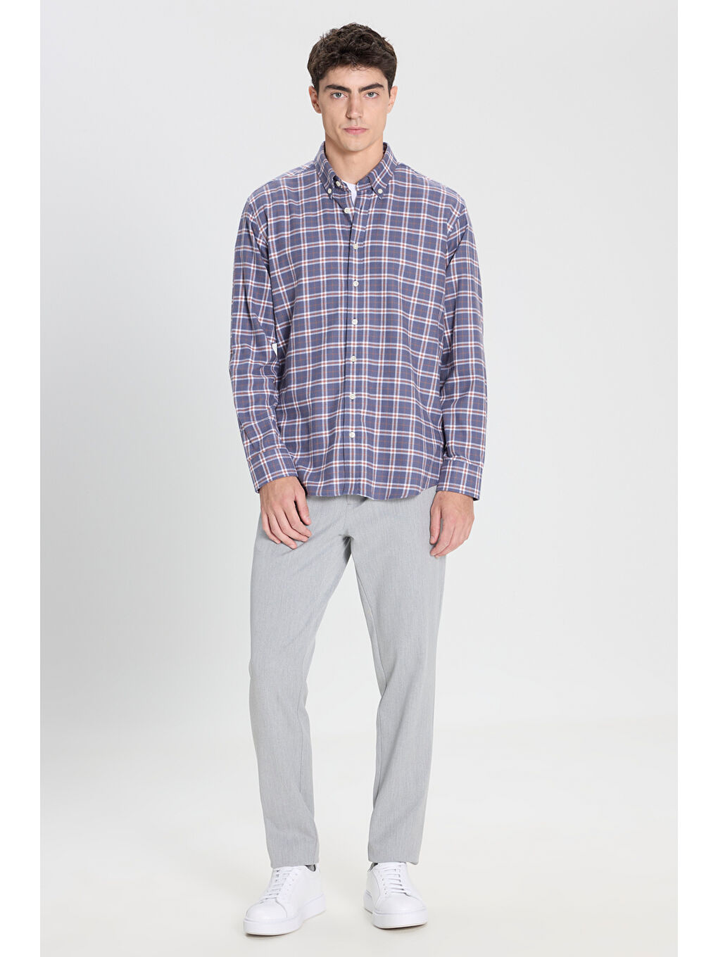 Erkek Antrasit-Kahverengi Ekose Gömlek-1