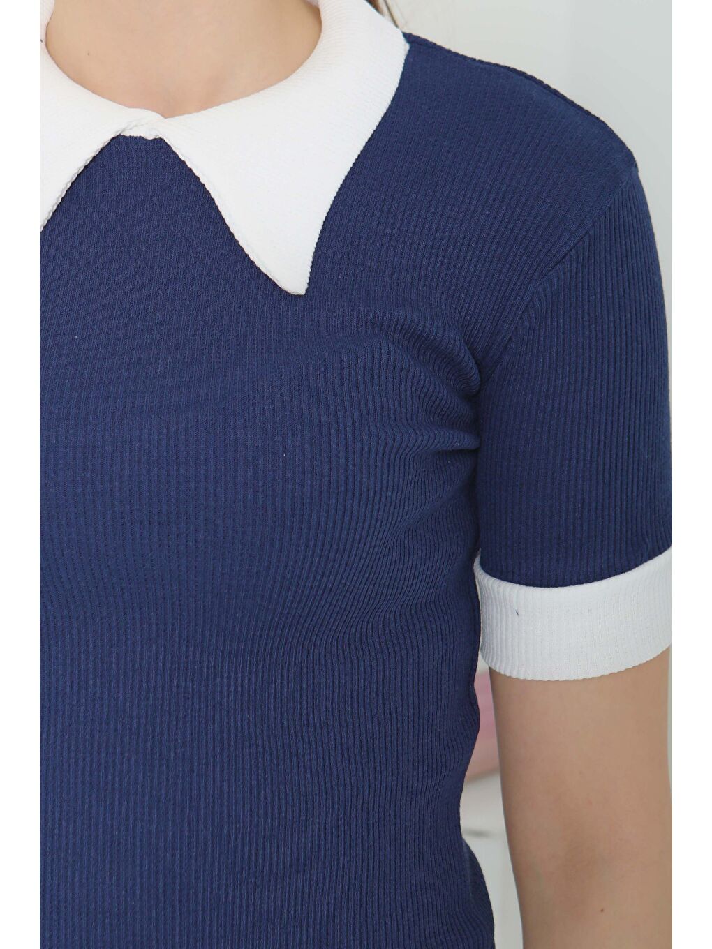 Yaka Garnili Crop Lacivert - 27139-7