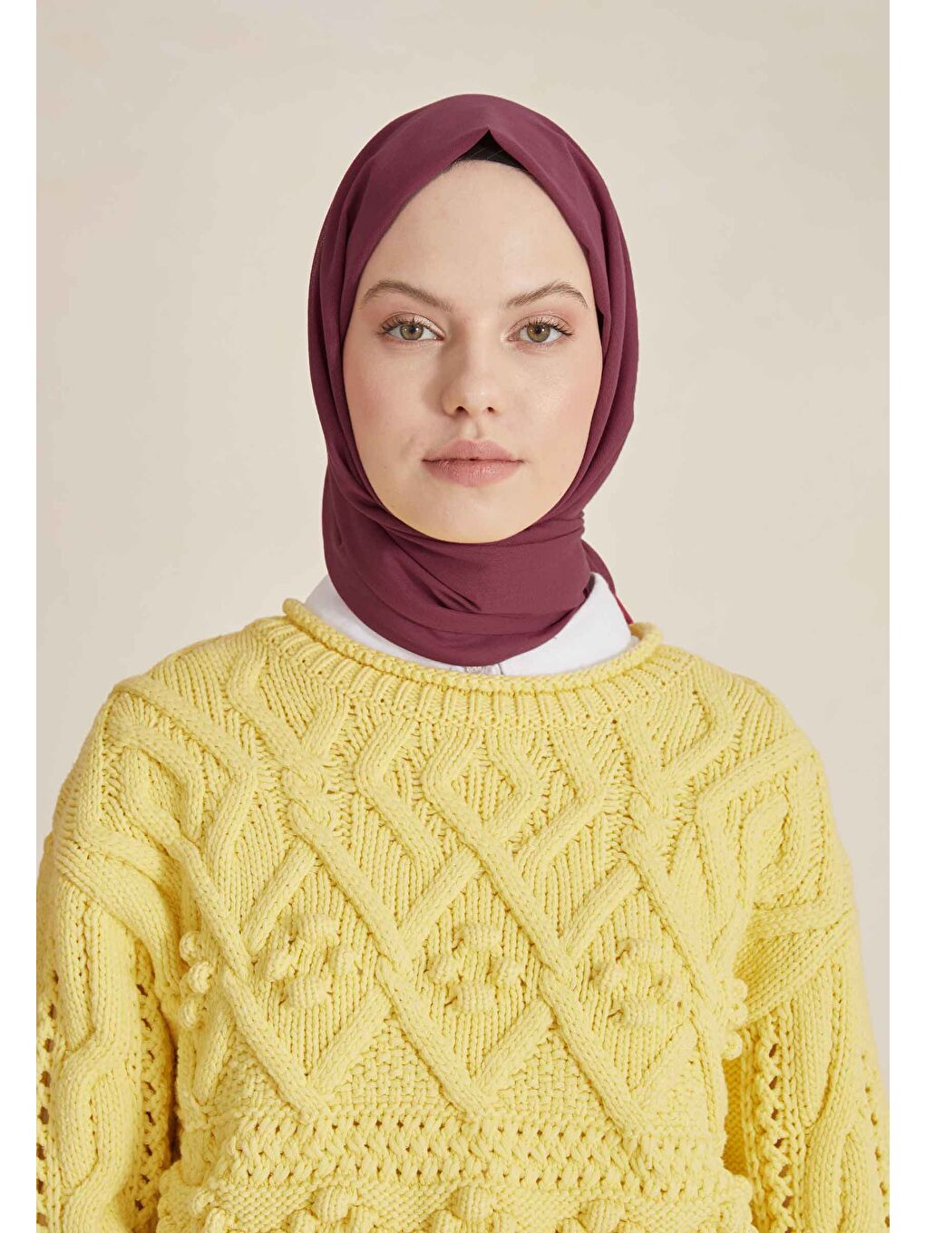 Bordo İnce Pamuk Vual Şal Ahududu-1