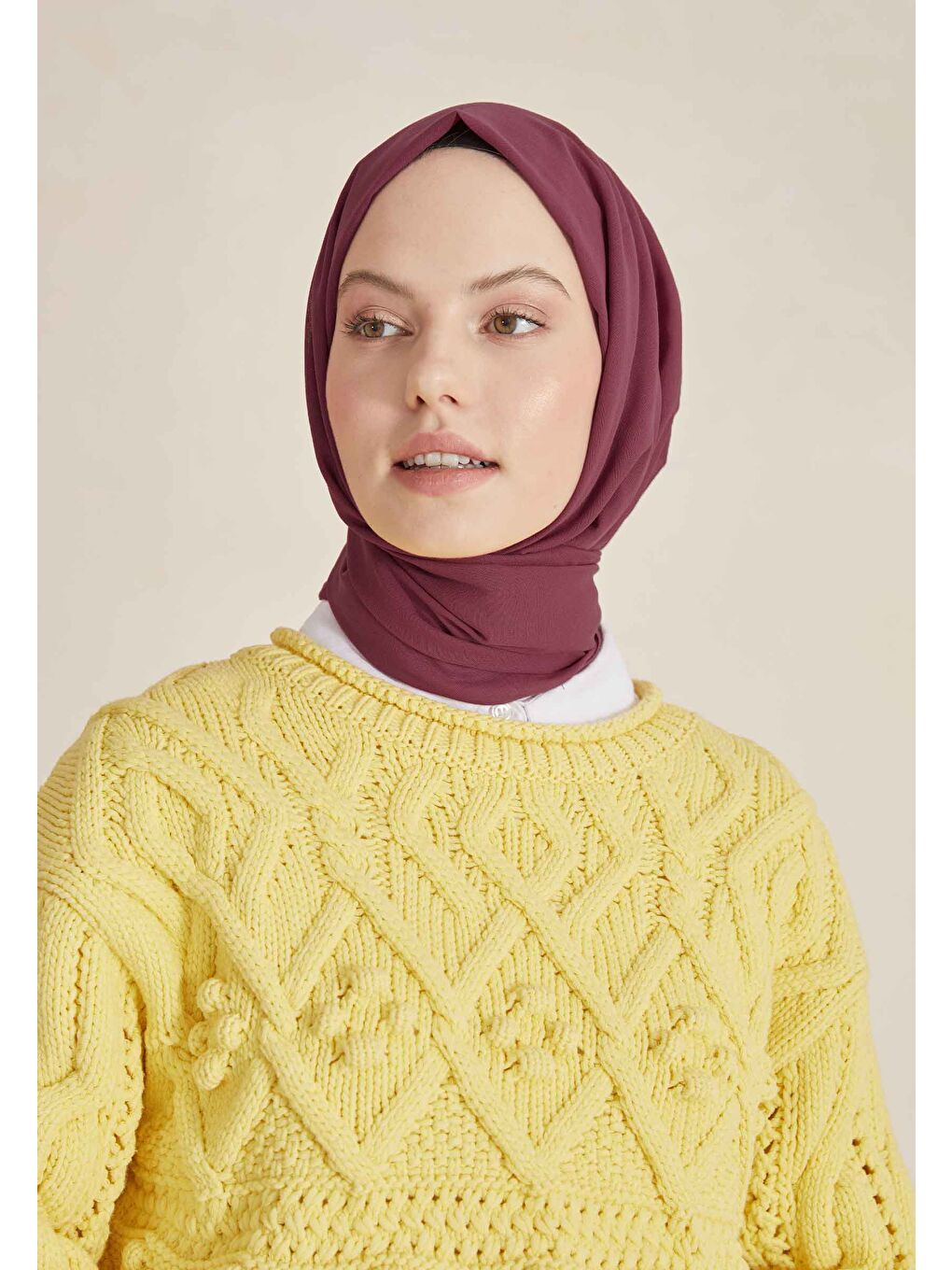 Bordo İnce Pamuk Vual Şal Ahududu-2