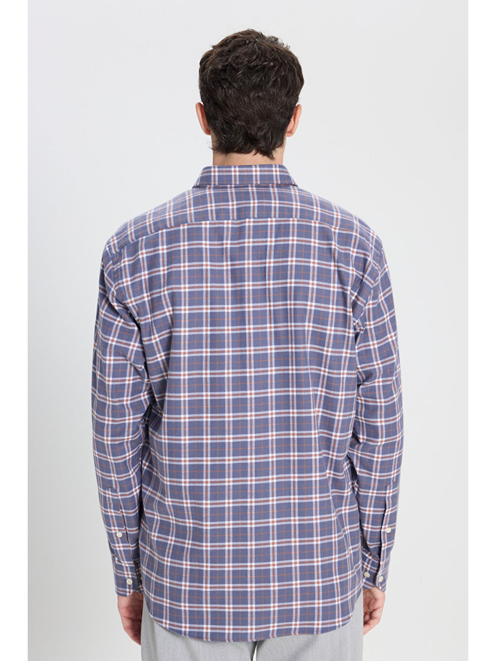 Erkek Antrasit-Kahverengi Ekose Gömlek-5