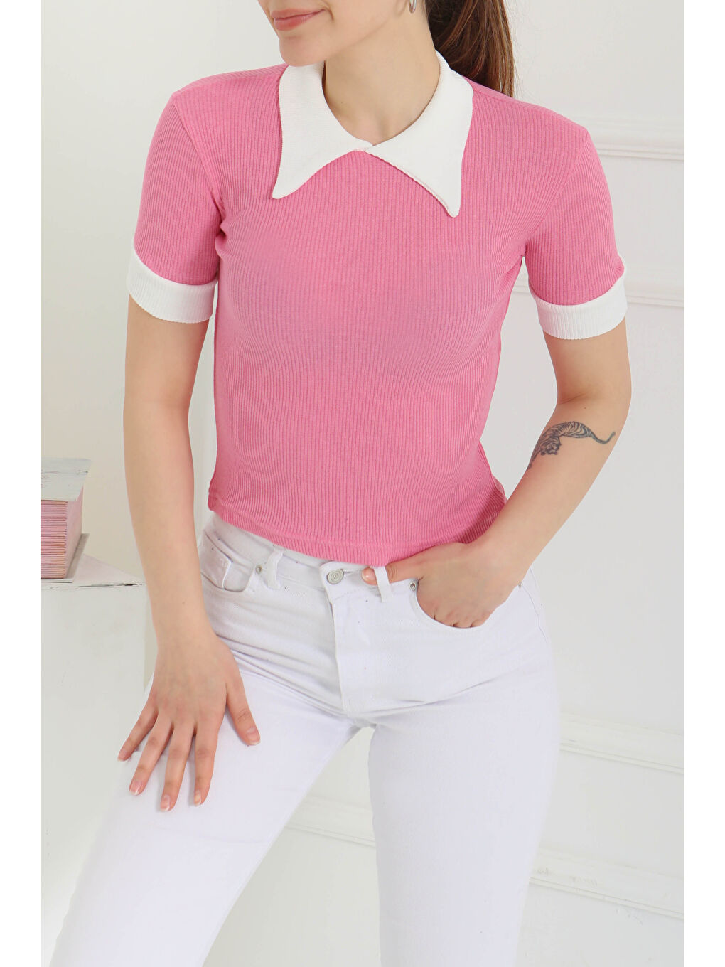 Yaka Garnili Crop Pembe - 27139-1