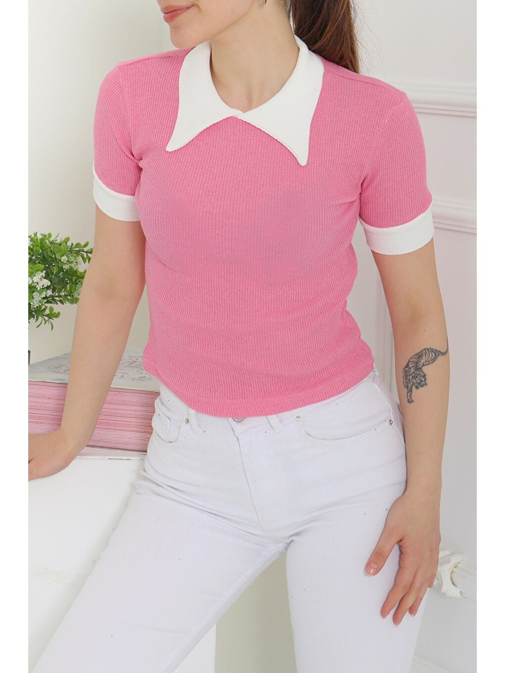 Yaka Garnili Crop Pembe - 27139-2