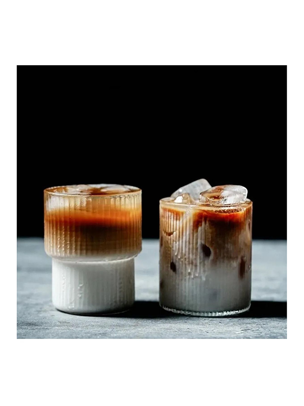 Renksiz Çizgili Tasarım Isıya Dayanıklı Su Bardağı 300 ml - 2 Adet - 2232-6