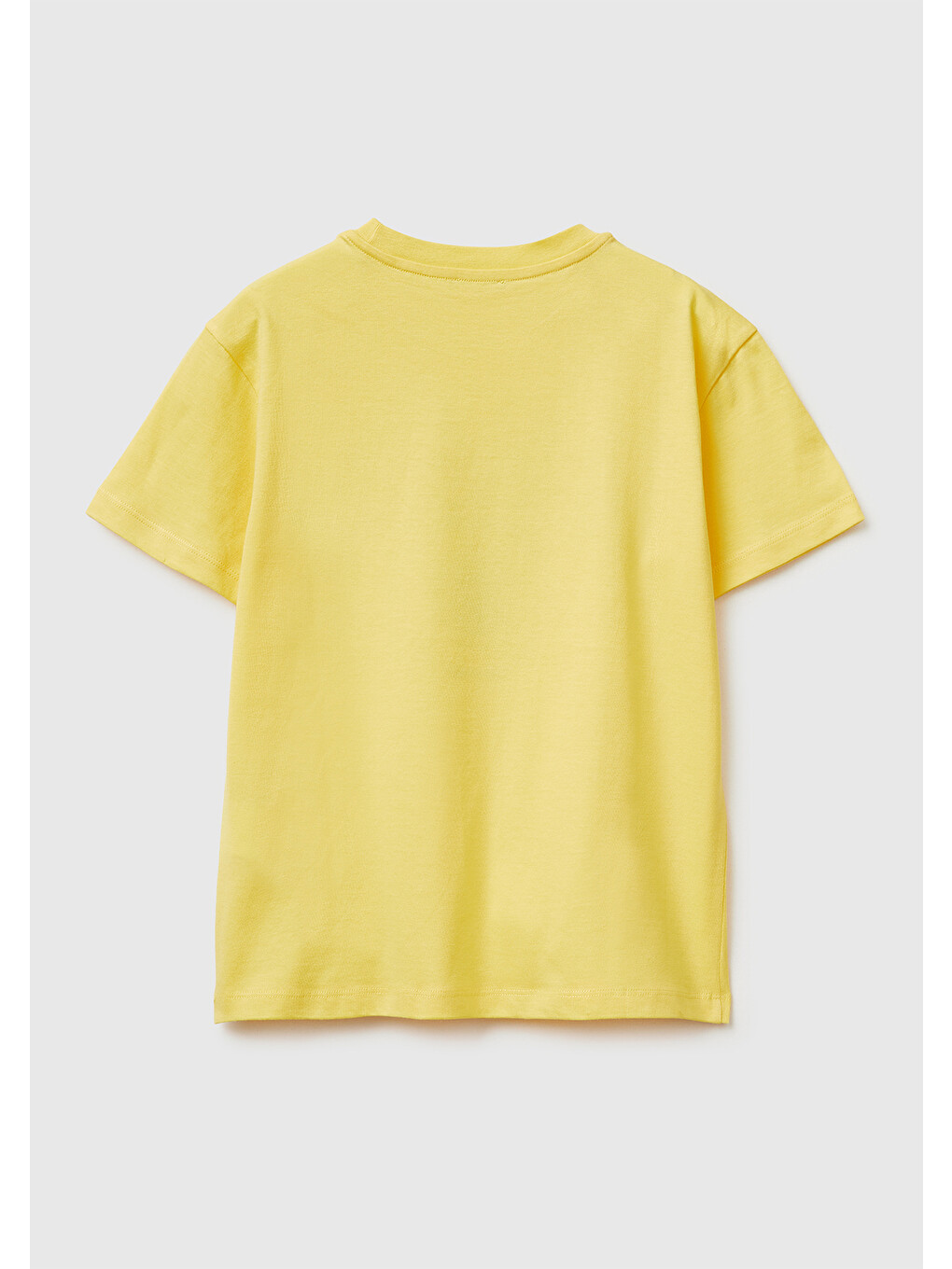 Erkek Çocuk Sarı Önü Logo Baskılı Bisiklet Yaka T-Shirt-1
