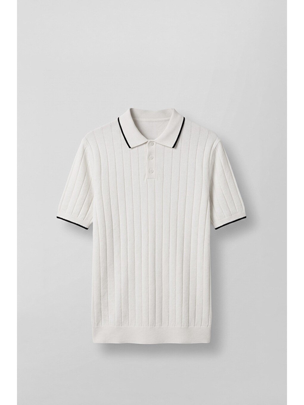 Erkek Relaxed Fit Pamuklu Havlu Polo Yaka Triko T-Shirt Ekru