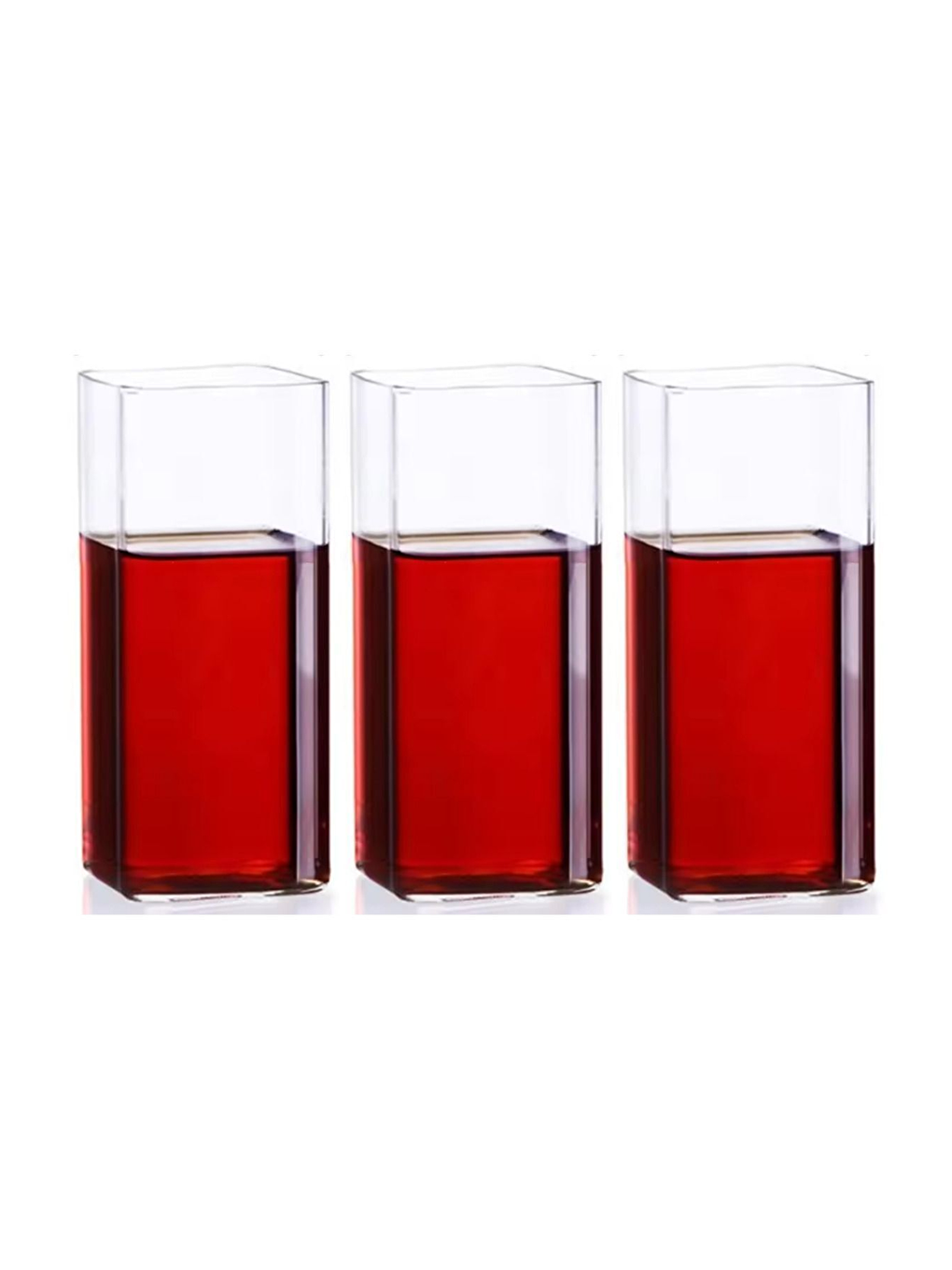 Renksiz Kare Cam Bardağı 400 ml 3 Adet