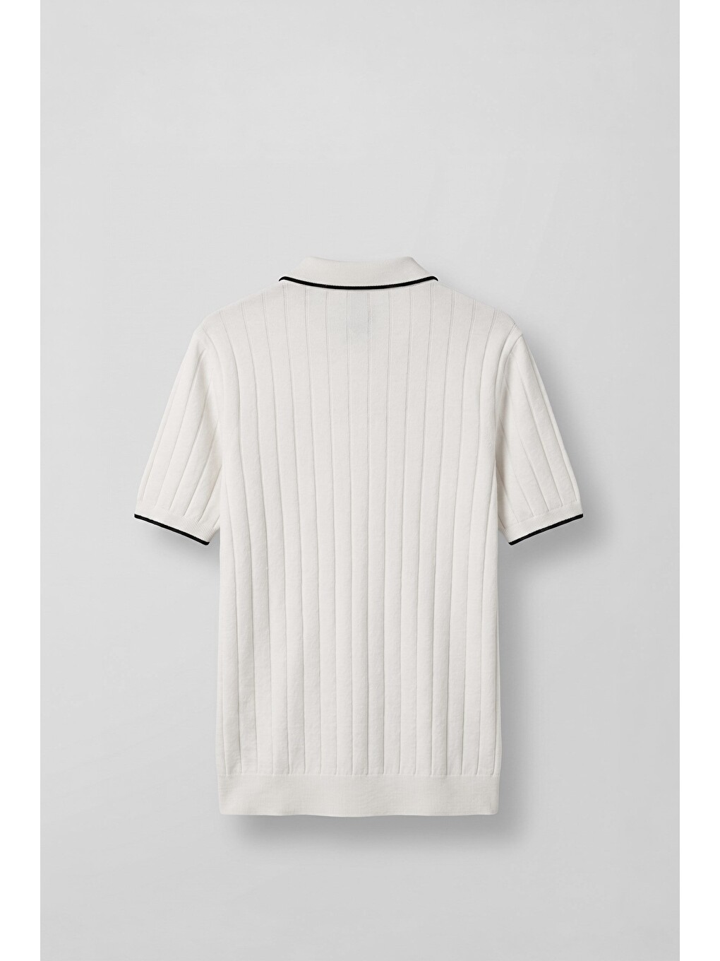 Erkek Relaxed Fit Pamuklu Havlu Polo Yaka Triko T-Shirt Ekru-1