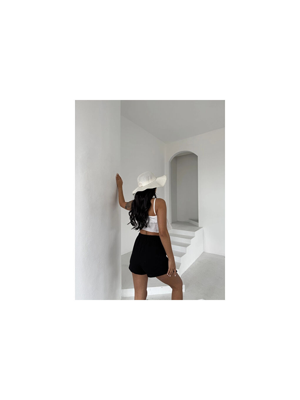 Kadın Haki Bağlama Detay Müslin Şort HZL25S-DSB2323-4