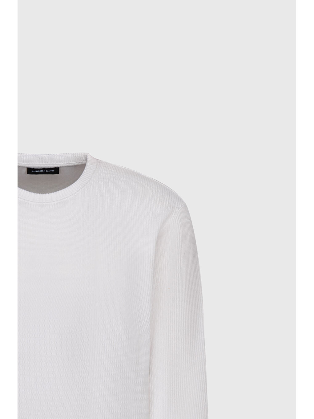 Erkek Ekru Pamuklu Slim Fit Bisiklet Yaka Jakarlı Esnek Tişört-6