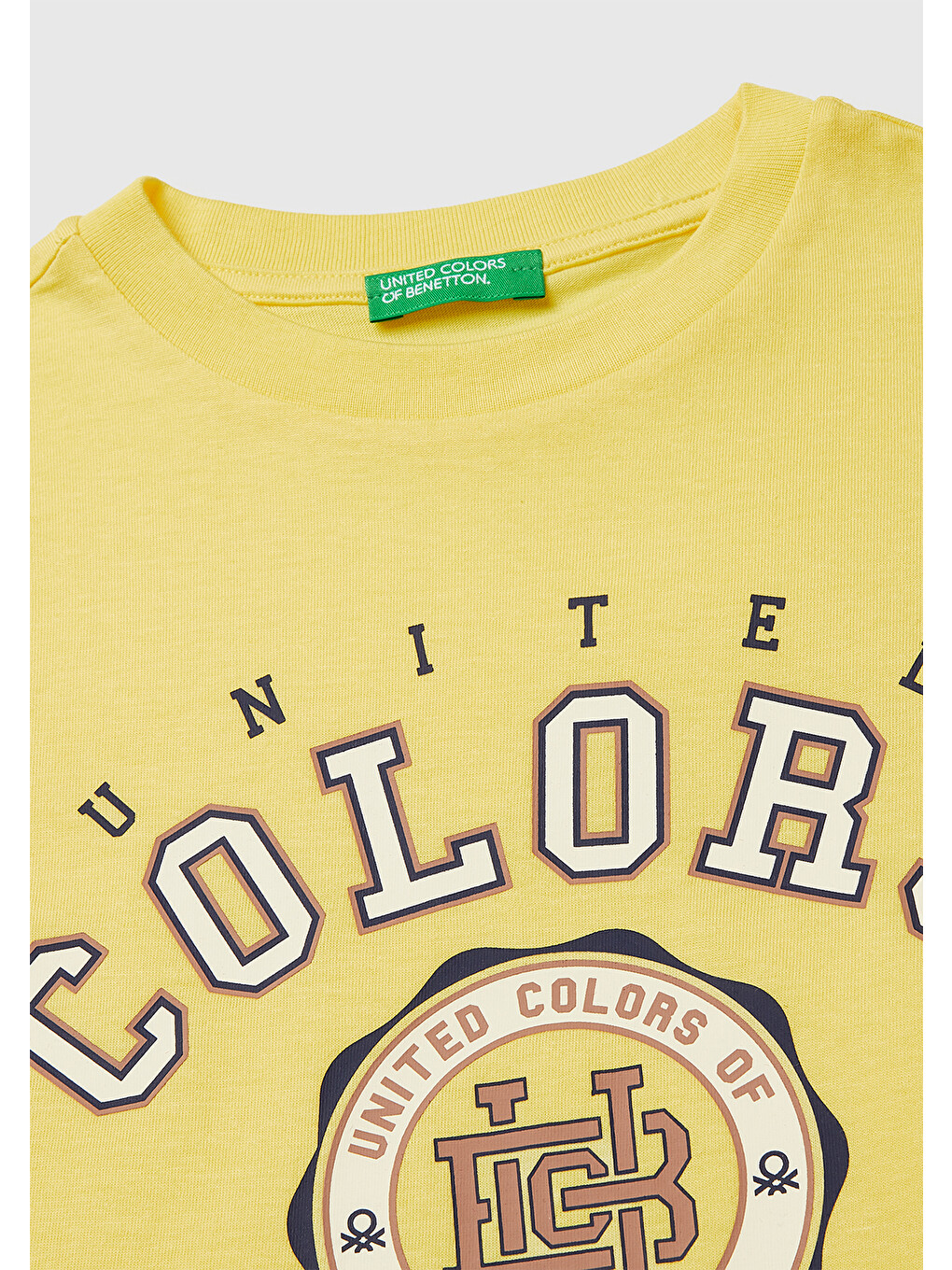 Erkek Çocuk Sarı Önü Logo Baskılı Bisiklet Yaka T-Shirt-2