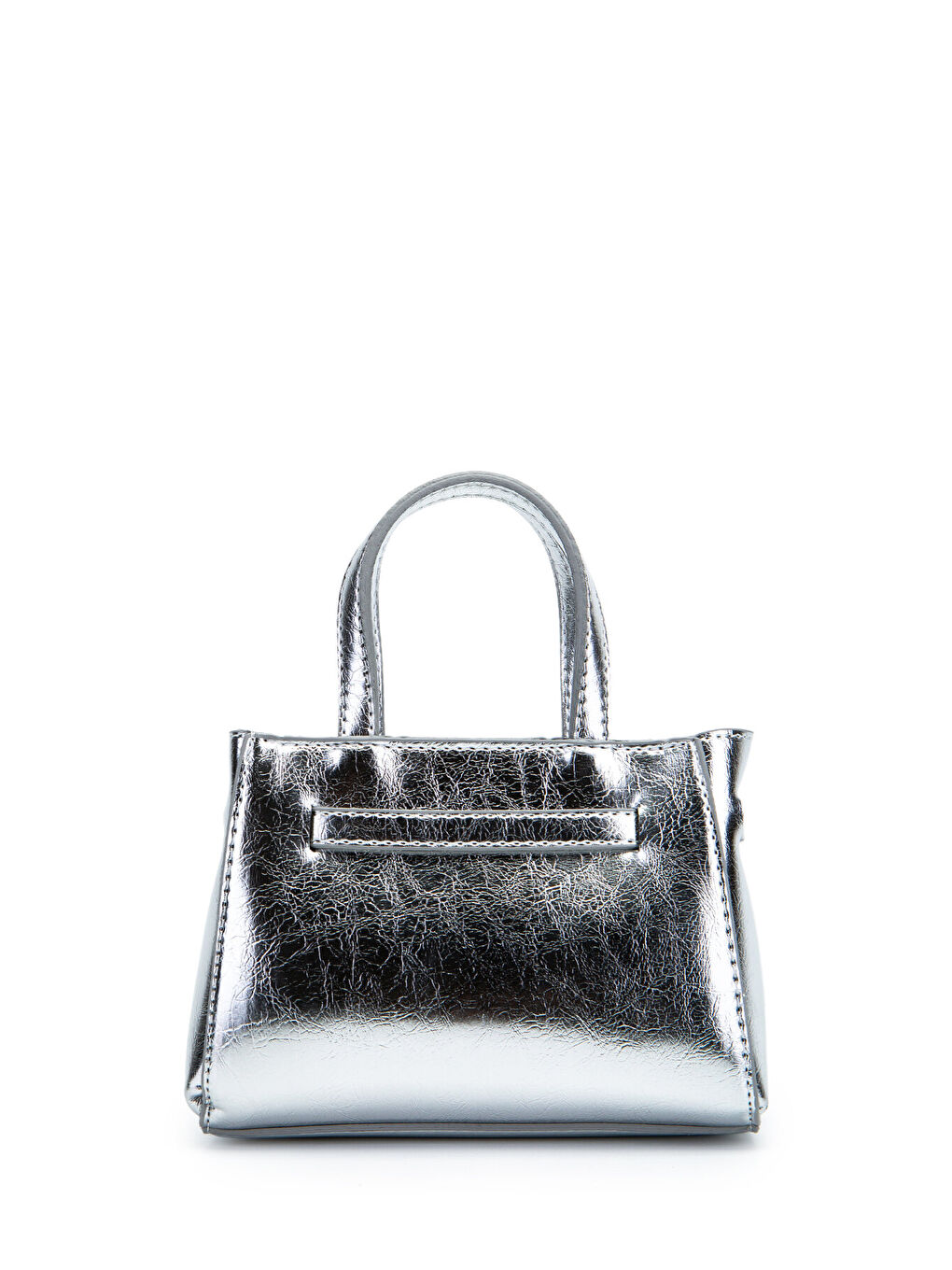 Gri Kemer Detaylı Mini Nadia Kadın Çapraz Çanta Gümüş-4