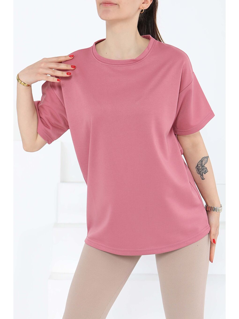 Pembe Kısa Kollu T-Şhirt Gül - 27140