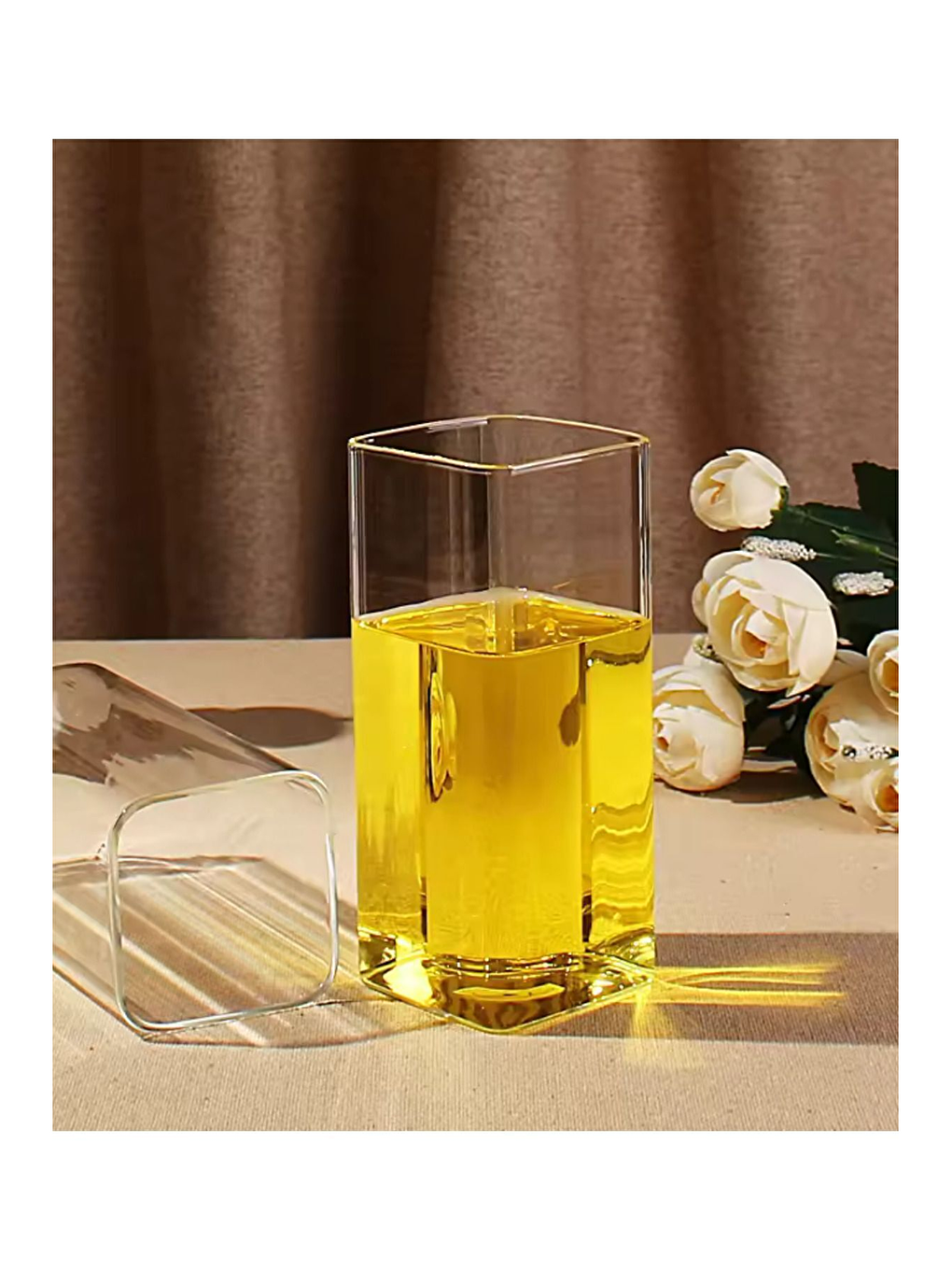 Renksiz Kare Cam Bardağı 400 ml 3 Adet-2